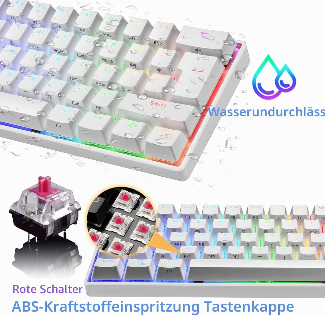 MK21 Gaming Set: 60% Mechanische Tastatur (RGB, 62 Tasten, UK Layout) und Ultraleichte Maus (6400 DP