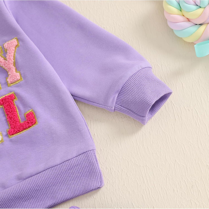 Baby Mädchen Geburtstag Outfit Prinzessein Spitzen Rock Set Langarm Buchstaben Stickerei Sweatshirt+