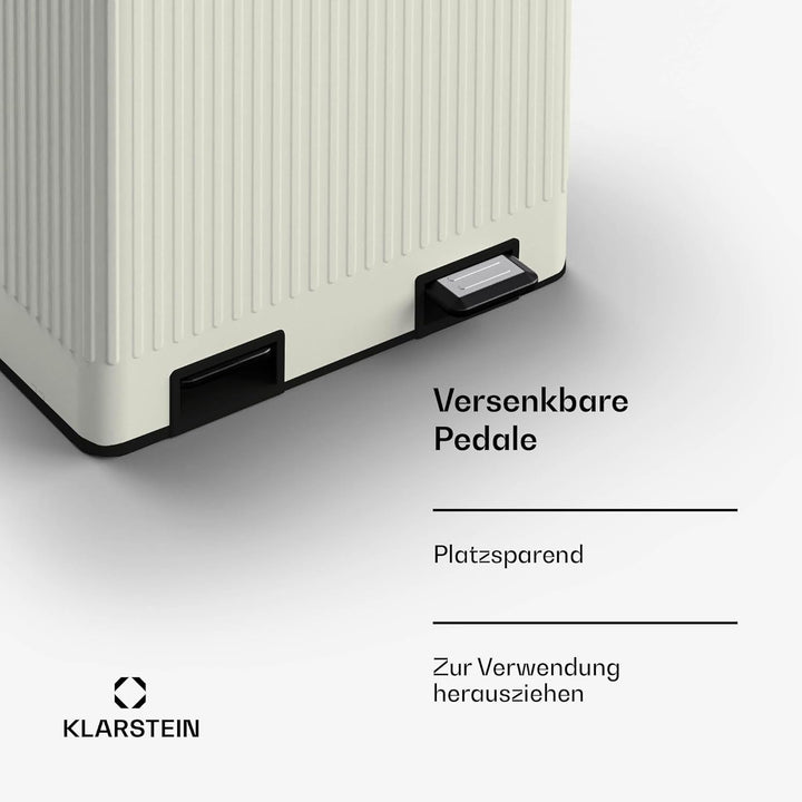 Klarstein Grama 40 Mülleimer 2 Fächer - 40 L Abfalleimer Mit Soft-Close Deckel & Retro-Design, Herau