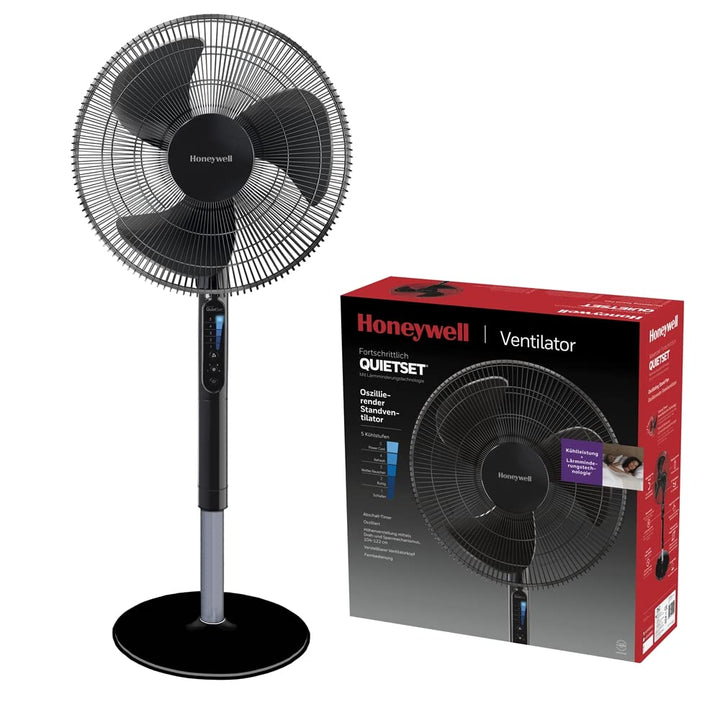 Honeywell Advanced QuietSet Oszillierender Standventilator (5 Geschwindigkeitseinstellungen, Timer-F