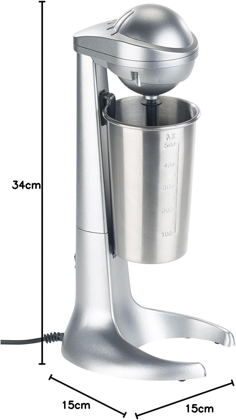 Rosenstein & Söhne Milchshaker: Elektrischer Drink-Mixer mit Edelstahl-Becher, 65 Watt (Milchshaker