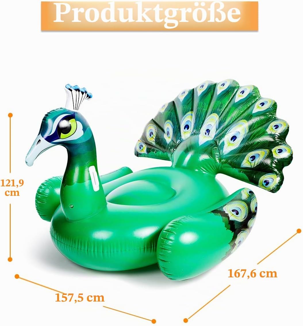 JOYIN Riesiger Aufblasbarer Pfau Pool Floss, Luxus Schwimmring & Pool Lounge für Erwachsene und Kind