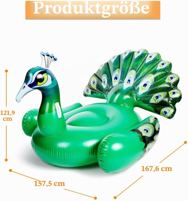 JOYIN Riesiger Aufblasbarer Pfau Pool Floss, Luxus Schwimmring & Pool Lounge für Erwachsene und Kind
