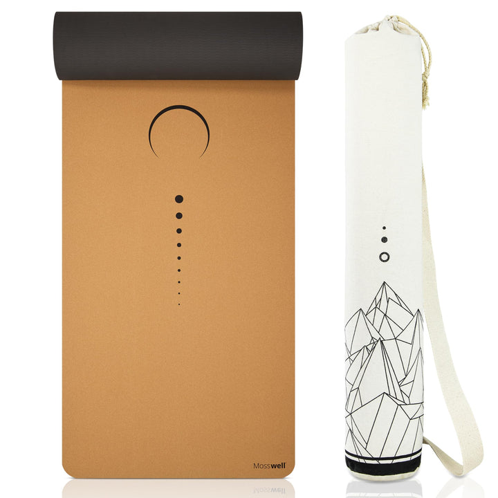 Mosswell Premium Kork-Yogamatte (4mm dick) - Rutschfeste Fitnessmatte mit Hilfslinien - Pilatesmatte