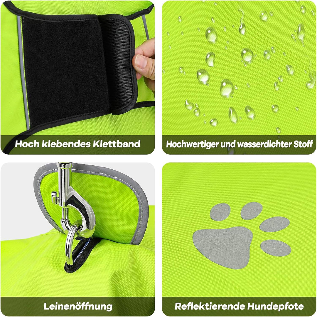 Regenmantel für Hunde - Reflektierender Hunderegenmantel, Wasserdicht, Verstellbare Regenjacken mit