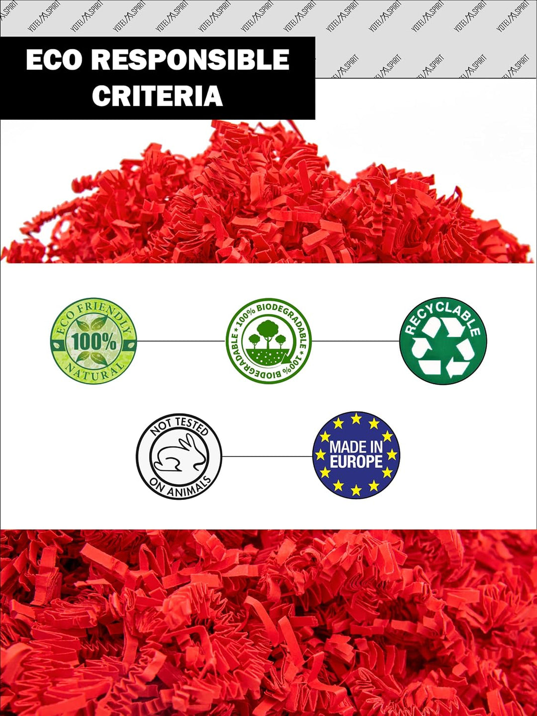YOTEI SPIRIT® 2.5kg Geschreddertes Rotes Papier für Geschenkbox – Füllmaterial für Pakete, Körbe, Bo