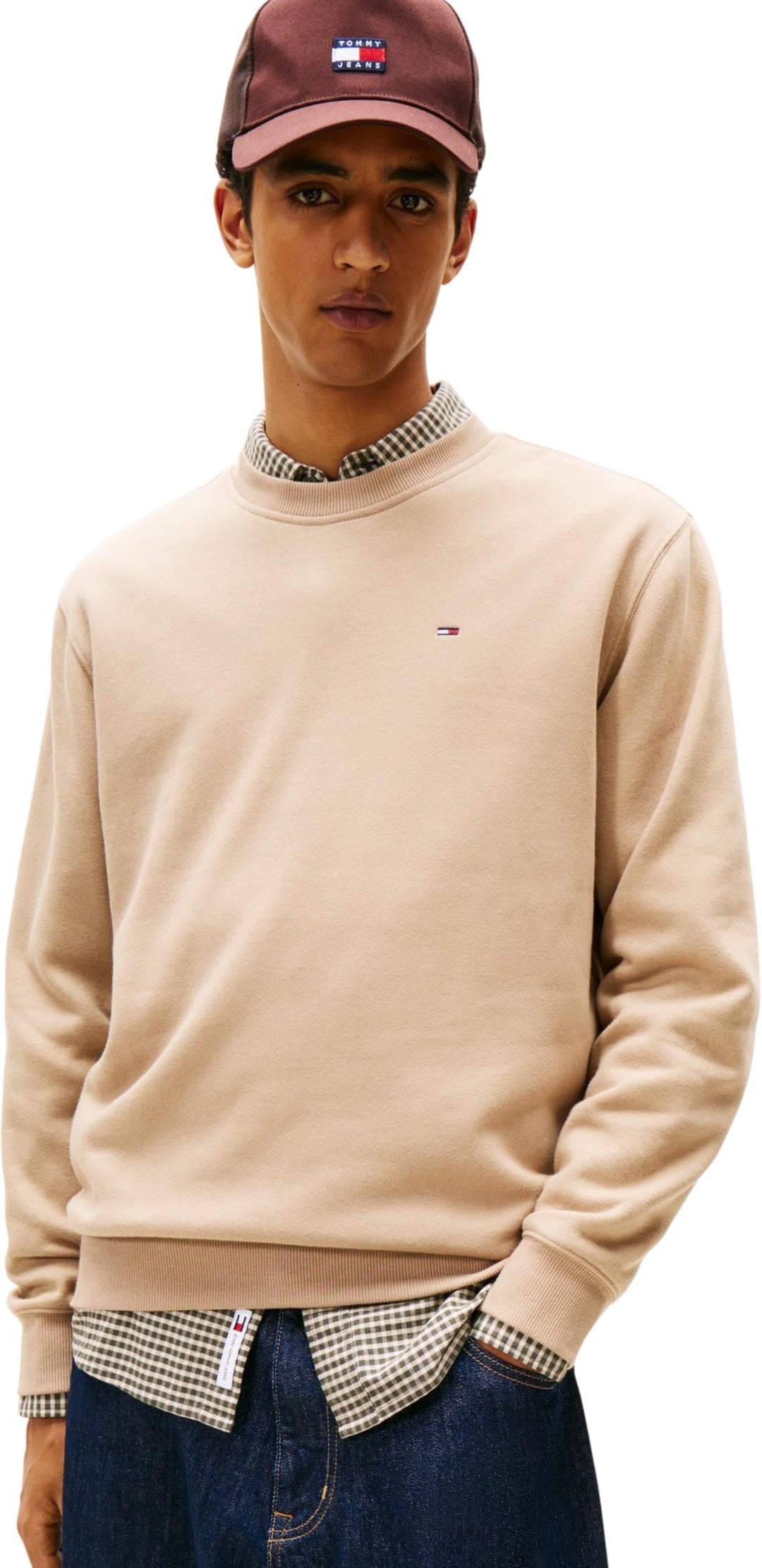 Tommy Jeans Herren Sweatshirt TJM Regular ohne Kapuze XS Beige (Coastal Taupe), XS Beige (Coastal Ta