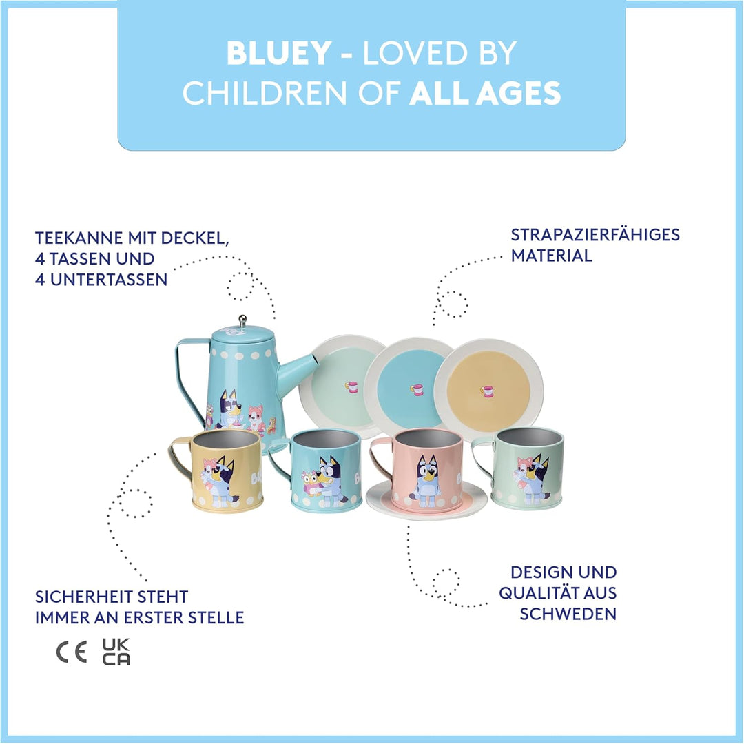 Bluey Spielzeug-Geschirr für Kinder – Kindergeschirr in farbenfrohem Design, lustiges Teeservice-Set