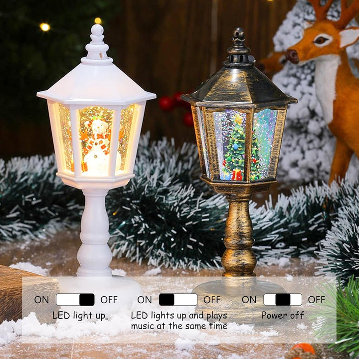 Schneekugel Weihnachten, Spieluhr Weihnachten, Warmweisses LED Licht, Schneekugel mit Musik, Windlic