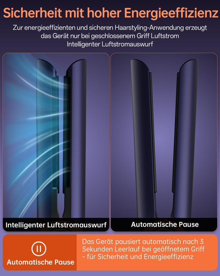 Air Haarglätter, 200M Plasma Ionen Air Glätteisen, Nass bis Trocken, Ohne Heizplatten, Ohne Hitzesch