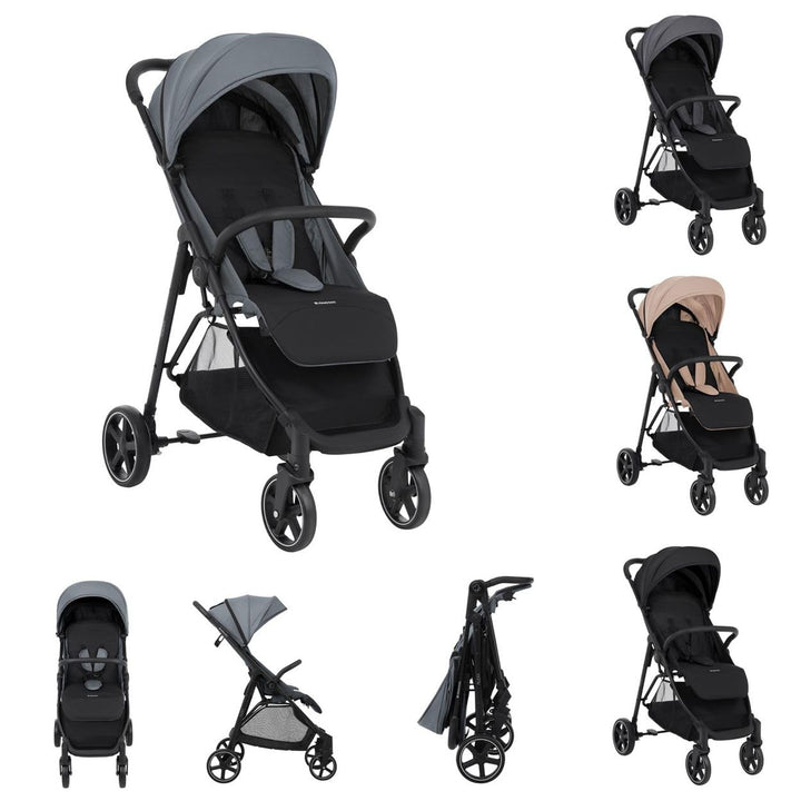 Kikkaboo Kinderwagen, Buggy Alexa 22 kg faltbar, Rückenlehne verstellbar, Gurt grau, grau