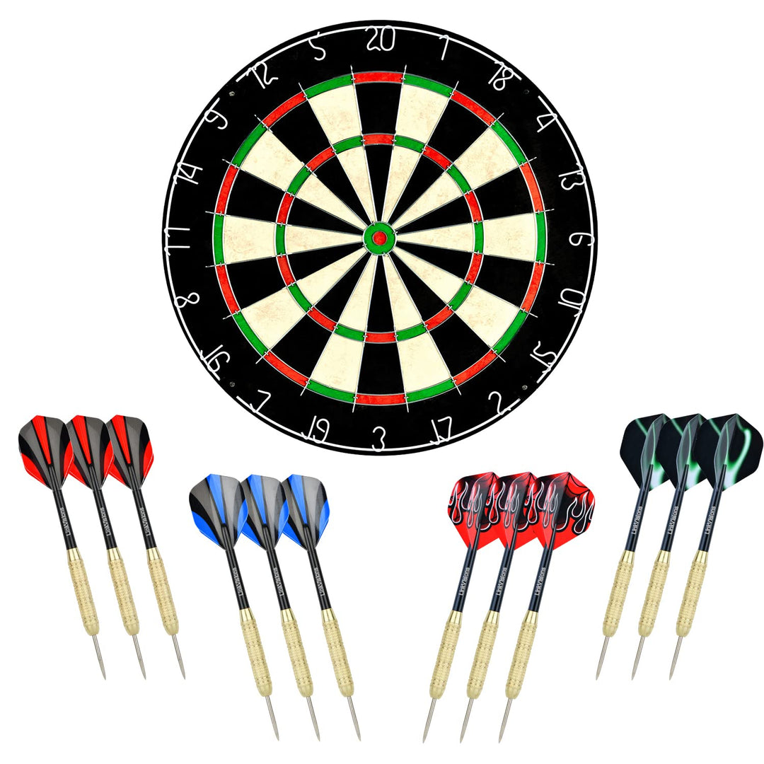 Linkvisions Dartscheibe mit klammerfreiem Bullseye, 18 g Stahlspitze, Dartscheiben-Montagesets entha