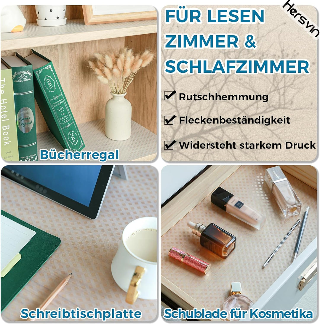Hersvin Schubladenmatte 25cmx500cm Schrankpapier Schubladeneinlage Eva Wasserfest Nicht Klebende Unt