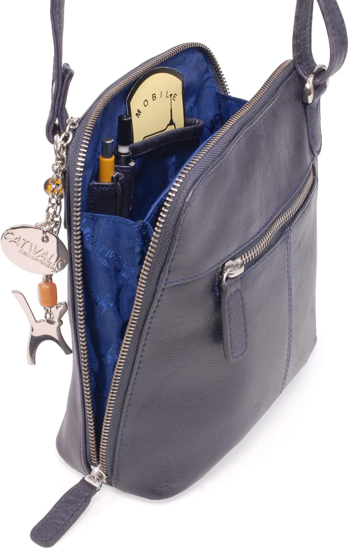Catwalk Collection Handbags - Damen Leder Umhängetasche - Crossbody Bag/Handtasche Mittelgross - Ver
