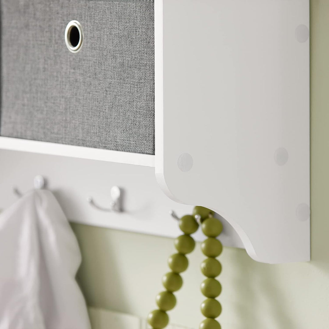 SoBuy FRG282-W Wandgarderobe Flurgarderobe Kleiderhaken Hängeregal mit 3 Körben und 5 Haken Garderob