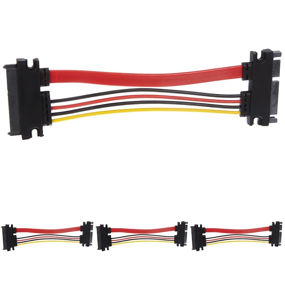 PremiumCord SATA-Verlängerungskabel, SATA 22pin / M - SATA 22pin / F (Packung mit 4) Mehrfarbig 0,2