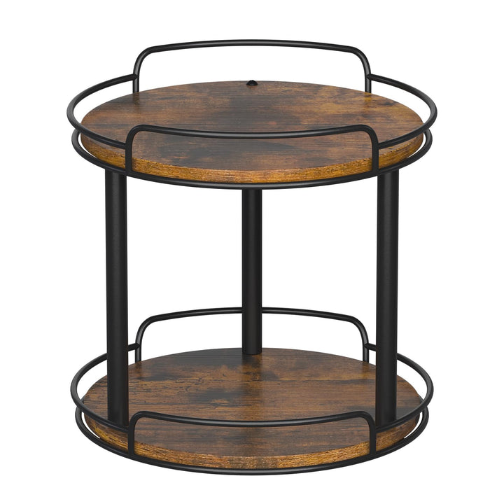 LAMU Lazy Susan Drehteller-Organizer aus Holz für Schrank, 2 Etagen, Lazy Susan Gewürzregal für Küch