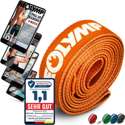NEOLYMP Lange Fitnessbänder Stoff mit Fitness E-Book - waschbare Resistance Bands, Widerstandsbänder