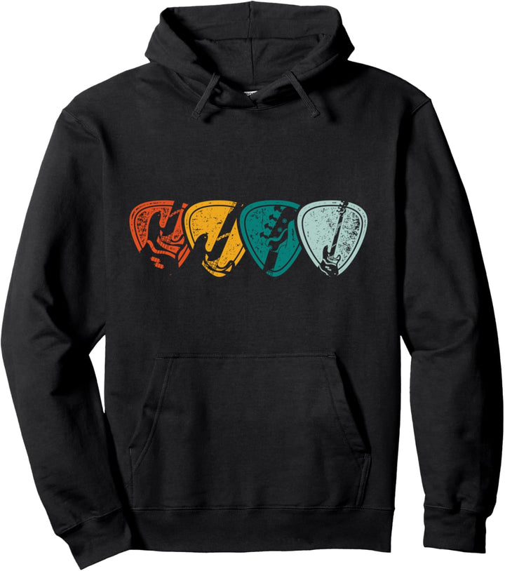 Rock Musik Geschenk Retro Plektrum Bass Gitarre Pullover Hoodie