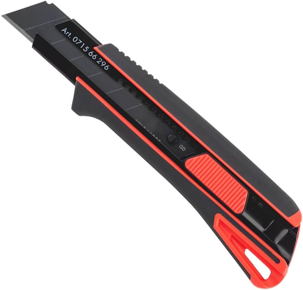 Würth 2K Cuttermesser 25mm inkl. 1 + 10 Abbrechklingen extrem scharf schwarz 071566296 Teppichmesser