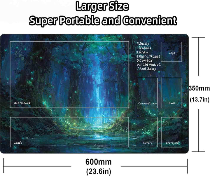 TCG MTG Spielmatte 24 × 14 - Premium-Spielmatte mit genähtem Rand mit glatter Stoffoberfläche und ru