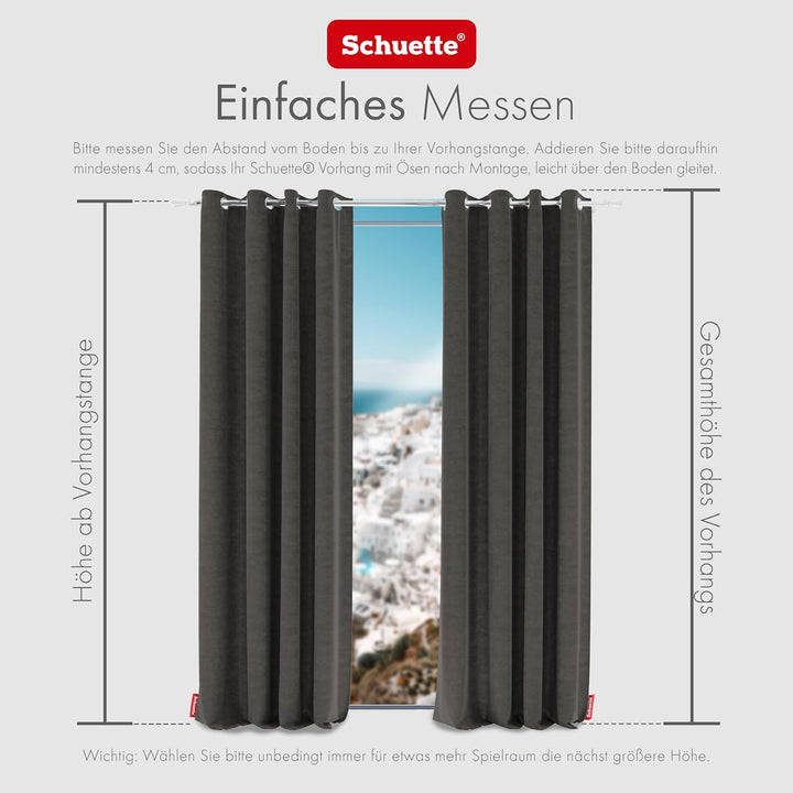 Schuette® Verdunkelungs-Vorhang Gardine mit Ösen ● Millenium Velvet: Great Wolf (Grau) ● 135x130cm B