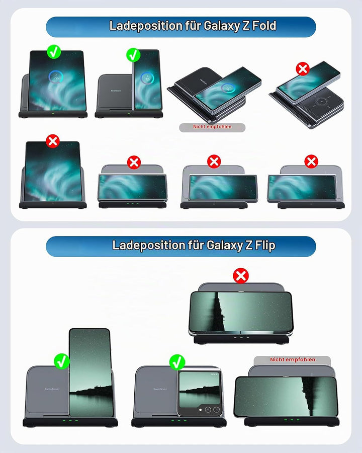 Faltbar Induktive Ladestation für Samsung Z Fold 8/8 Ultra, SwanScout 503S