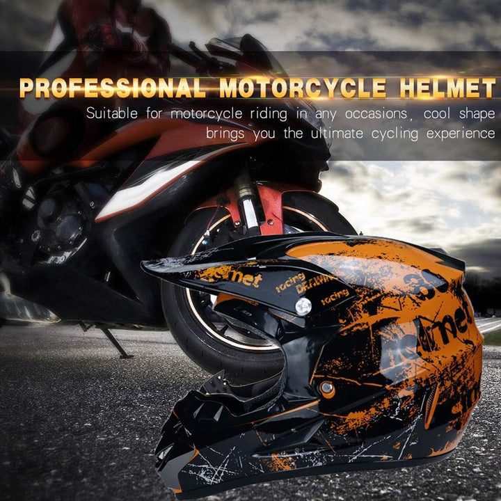 UIGJIOG Motorradhelm,Motocross Helm,Helm Kinder,Helmets Kinder-Cross-Helm, Road Helm mit Handschuhe