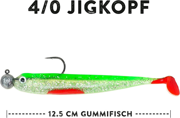 Zanderfang – Jigköpfe Angelhaken-Set Jighaken – Jigkopf Grösse 2/0 und 4/0 für Gummiköder von 8cm bi