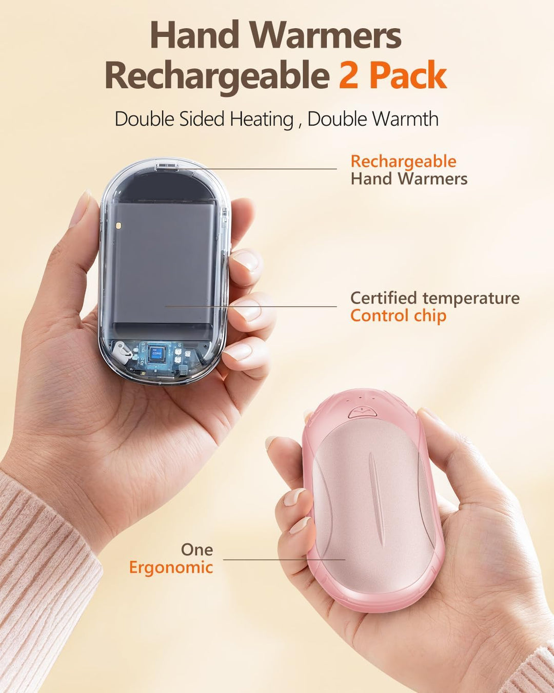 BOSONER Handwärmer Elektrisch Taschenwärmer Wiederaufladbar: 2er-Set 6000mAh Elektrischer Handwärmer