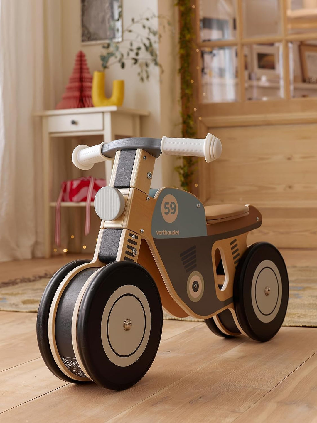 VERTBAUDET Rutschauto für Motorrad, Koordination, Baby, FSC-Holz, Blau, TU, blau