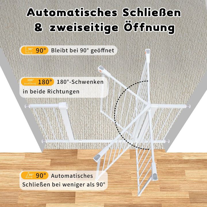LAOYE Treppenschutzgitter ohne Bohren, Extra Hoch 76 cm Höhe, 75-124 cm Breite, Türgitter Baby mit 3