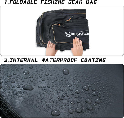 Sougayilang Angelruten-Tasche - 3-lagige Faltbare und tragbare Angelruten-Tasche für grosse Kapazitä