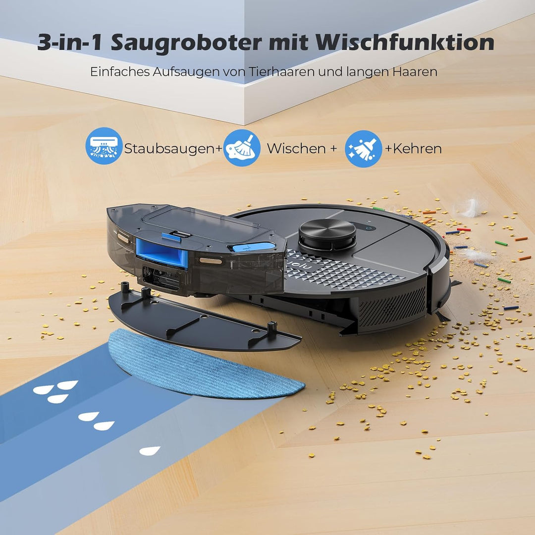 Lubluelu Saugroboter mit Absaugstation 3-in-1, 5000Pa Staubsauger Roboter mit Wischfunktion, Roboter
