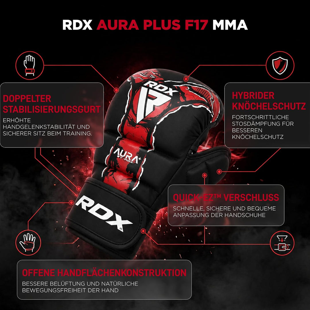 RDX Grappling Gloves Shooter NEW Aura F17 Black/Red M, Black/Red M