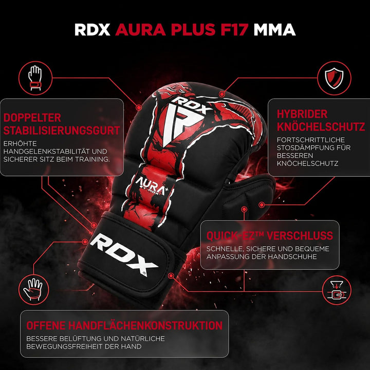 RDX Grappling Gloves Shooter NEW Aura F17 Black/Red M, Black/Red M