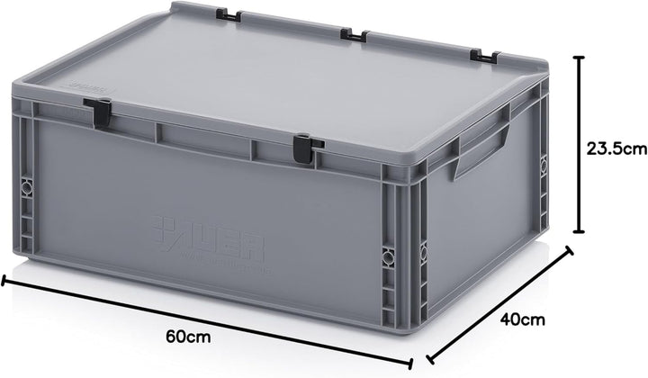Auer Packaging Eurobehälter-Eurobox 60 x 40 x 23,5 cm mit Scharnierdeckel inkl. Zollstock | Transpor