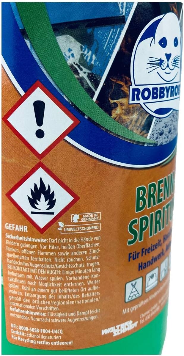 JaTop 6L Robbyrob Brennspiritus, Weiss, geeignet für Haushalt, Auto und Freizeit; mit Spritzausgiess