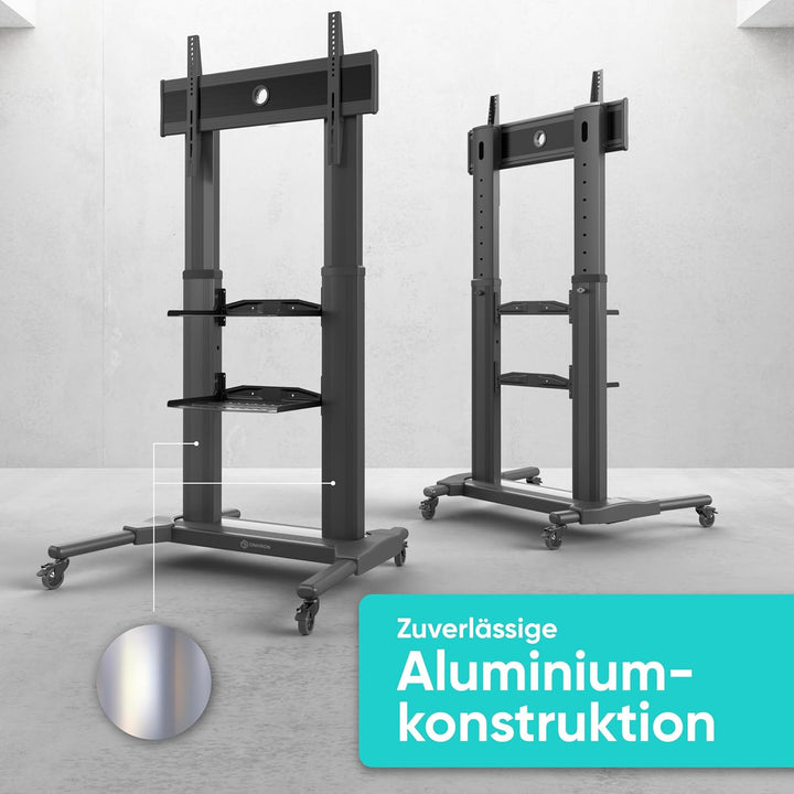 ONKRON TV Standfuss Fernseher aus Aluminium - TV Ständer rollbar & höhenverstellbar 40-80 Zoll LED P