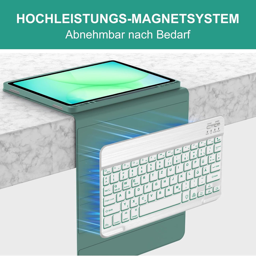 Hülle mit Tastatur für Samsung Galaxy Tab A11+ 11" (2025) & Galaxy Tab A9+ 11" (2023) – Deutsch Keyb