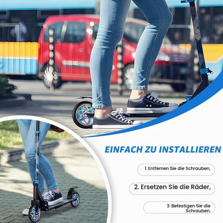 YANGUN Stunt Scooter Rollen, 2 PCS Scooter Ersatzräder 88A mit ABEC-9 Lager Aluminium Speichenkern,