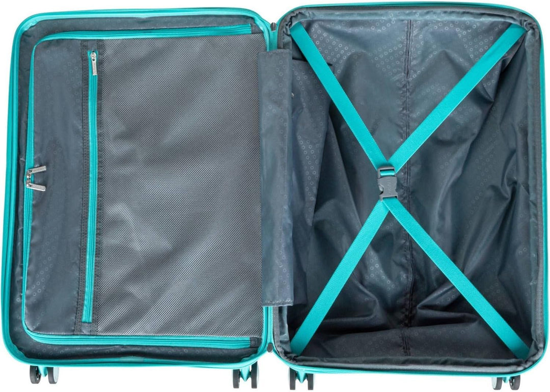 American Tourister Soundbox - Spinner M Erweiterbar Koffer, 67 cm, 71.5/81 L, Blau (Poolside Blue) P