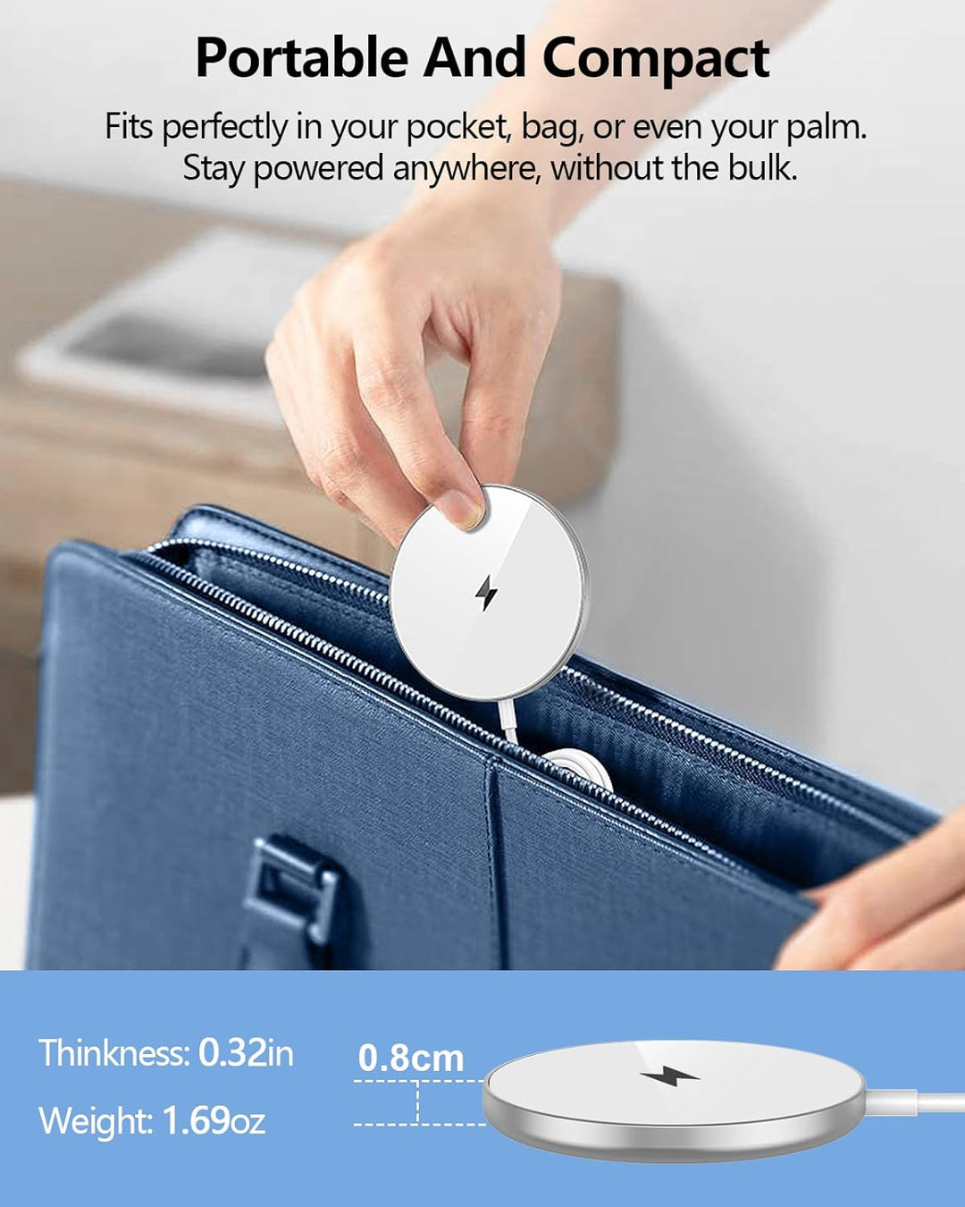 NANAMI MagSafe Ladegerät für iPhone mit 20W USB-C Adapter, Magnetisches Wireless Charger Induktive K