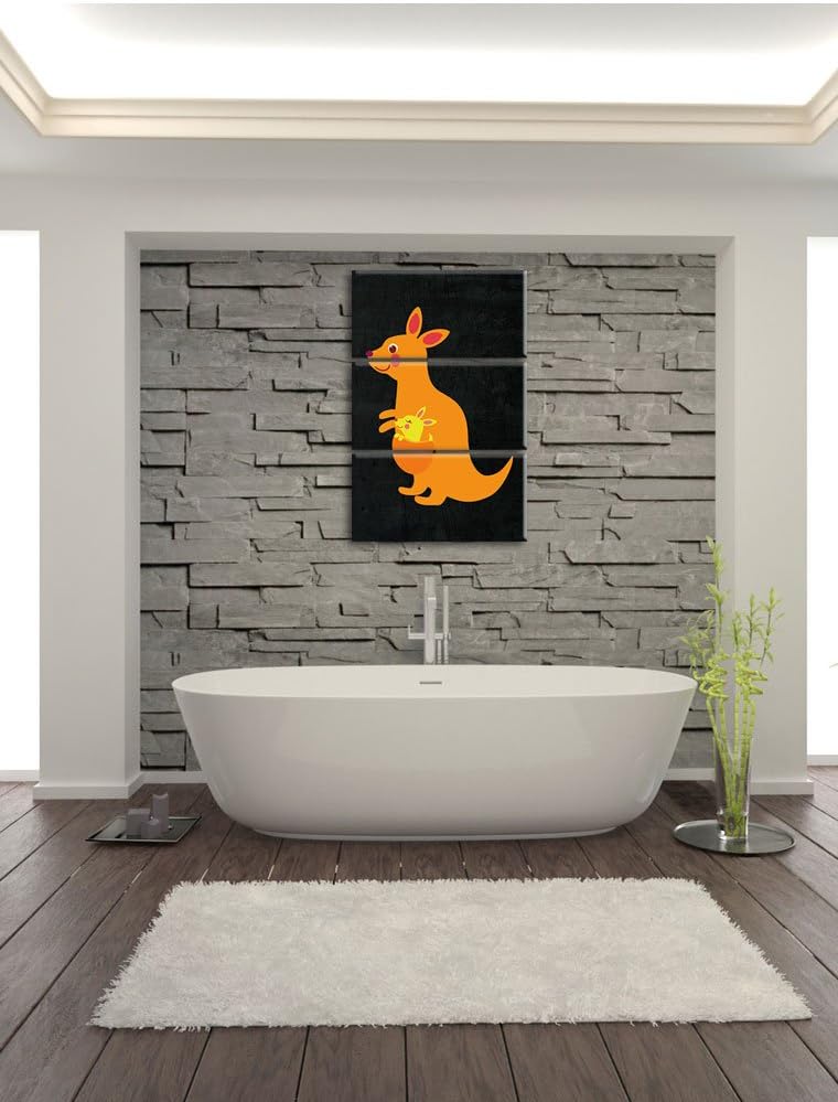 Pixxprint Niedliches Känguru als Leinwandbild/Grösse: 3 Teilig (120x80) cm/Wandbild/Kunstdruck/ferti