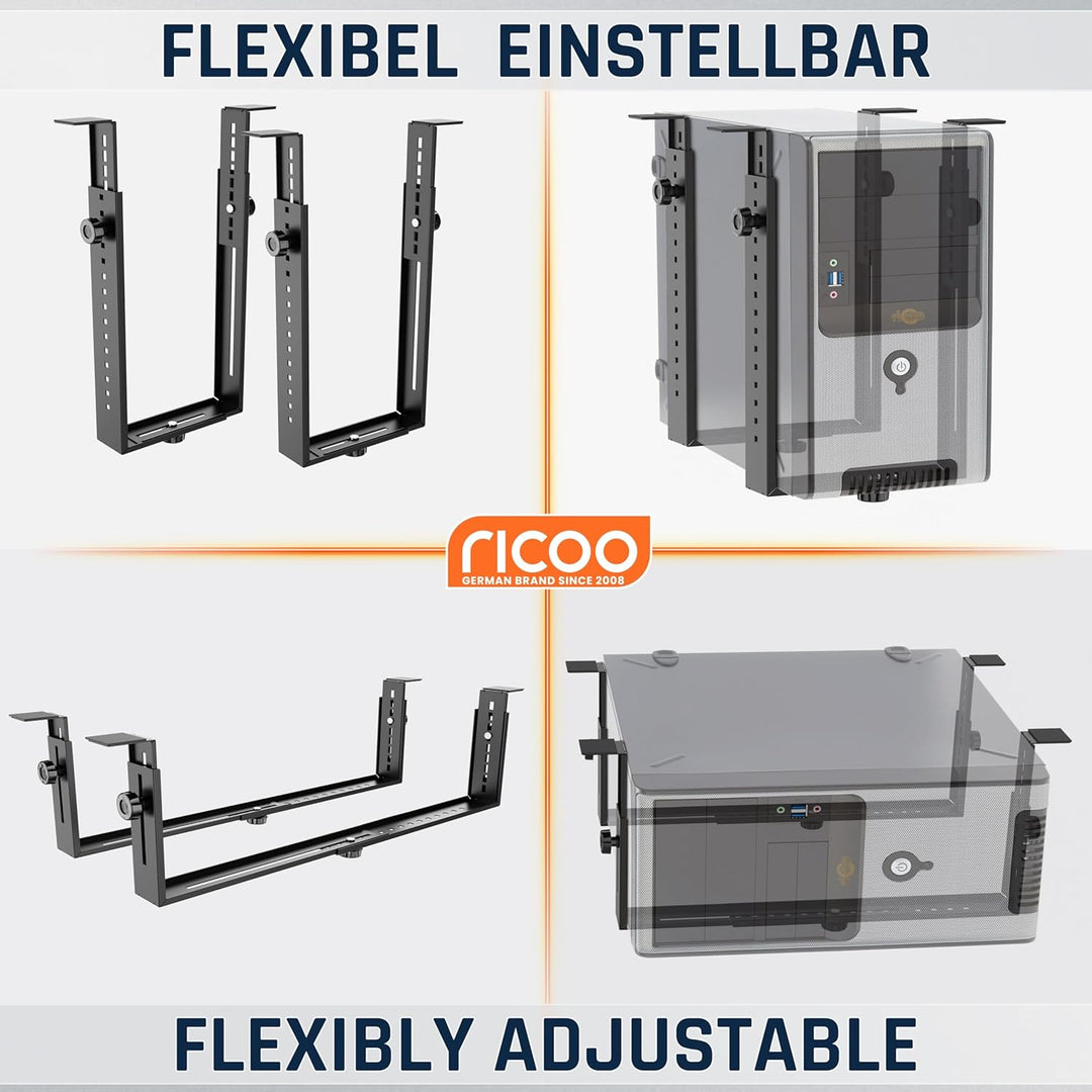 RICOO PC Rechner Halterung für Untertisch Schreibtisch Computer Montage TRH-02 CPU Gehäuse Halter bi