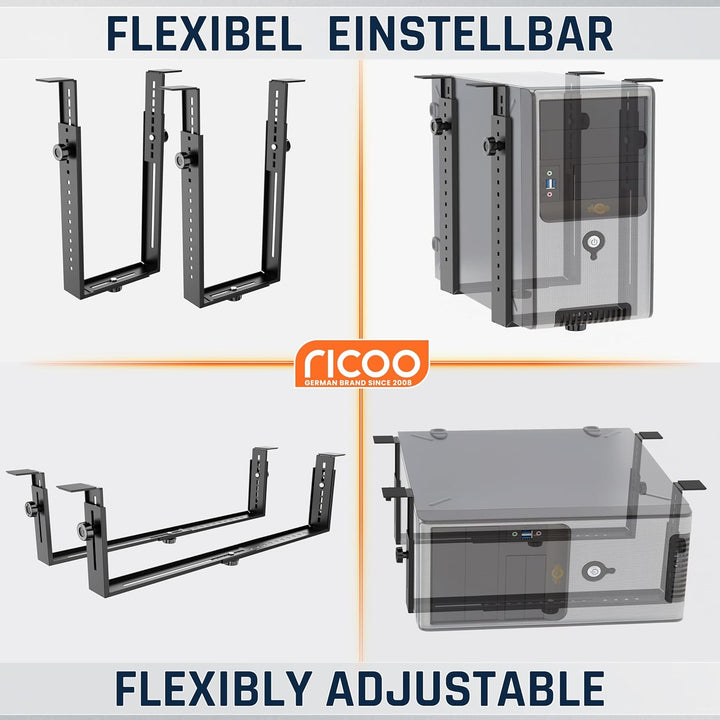 RICOO PC Rechner Halterung für Untertisch Schreibtisch Computer Montage TRH-02 CPU Gehäuse Halter bi