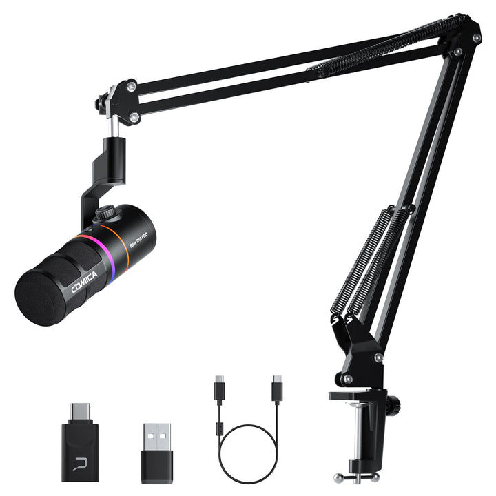 COMICA EJoy D10 Pro Mikrofon Cardioid Dynamisches USB-C/XLR Mikrofon mit 48kHz/24bit, RGB-Beleuchtun