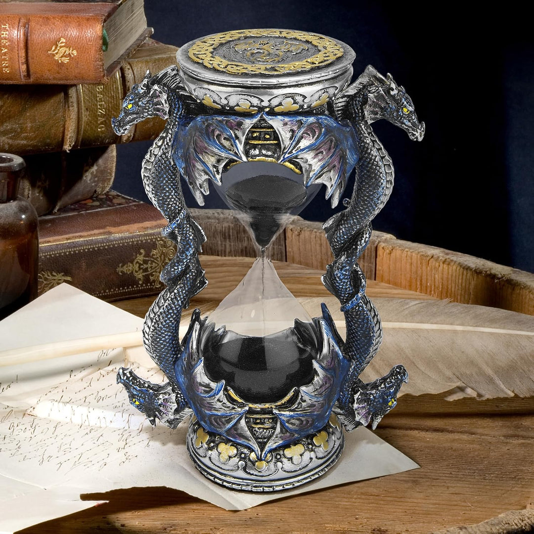Design Toscano Todestürdrache Gothic-Deko Sanduhrstatue, Polyresin, vollfarbe, 15 cm Single Hourglas