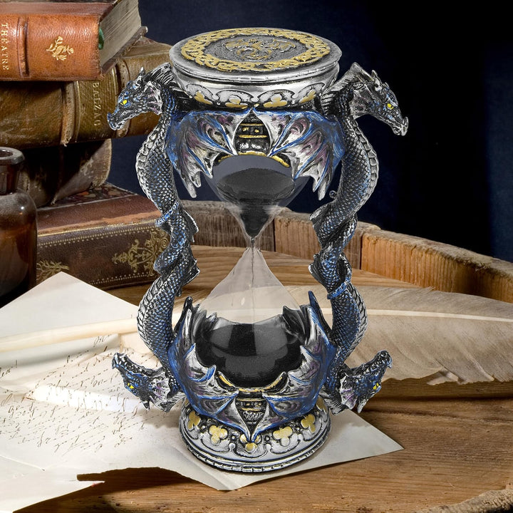 Design Toscano Todestürdrache Gothic-Deko Sanduhrstatue, Polyresin, vollfarbe, 15 cm Single Hourglas