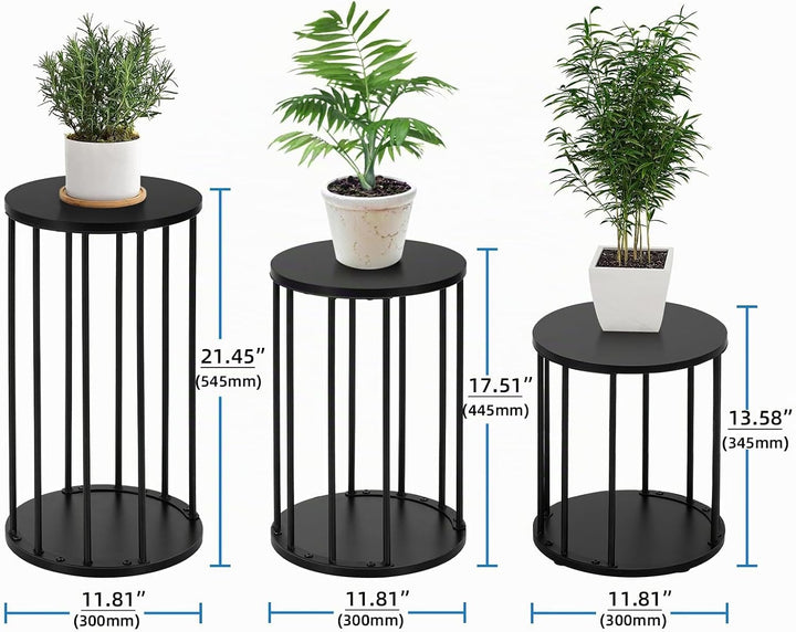 HDANI 3er-Set Rund Pflanzenständer Metall 35/45/55cm,Solider und Robuster Blumenständer für Wohnzimm